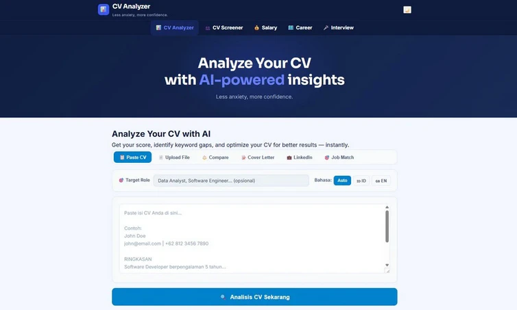 Career Suite — CV Analyzer interface